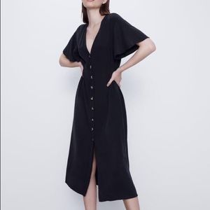 ZARA Buttoned Dress TRF Black